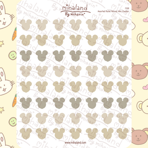 Assorted Pastel Natural Mini Cheddar Planner Stickers (F328)