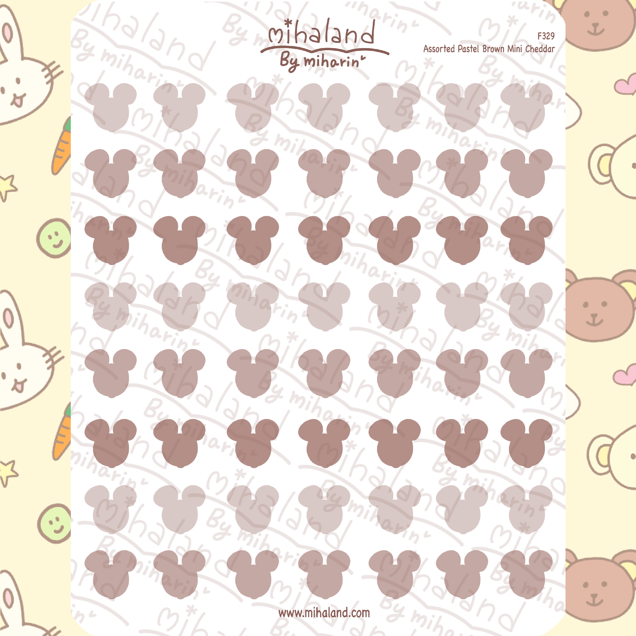 Assorted Pastel Brown Mini Cheddar Planner Stickers (F329)