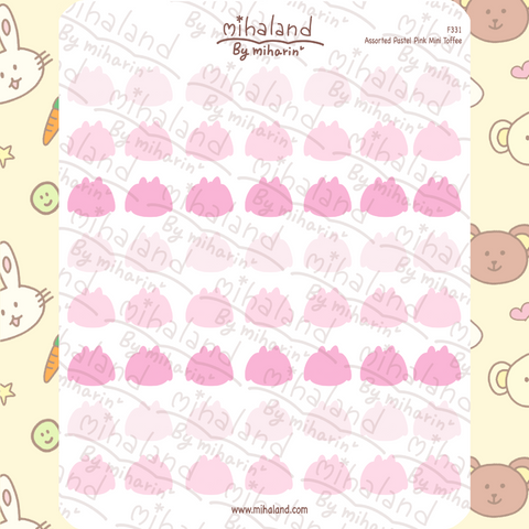 Assorted Pastel Pink Mini Toffee Planner Stickers (F331)