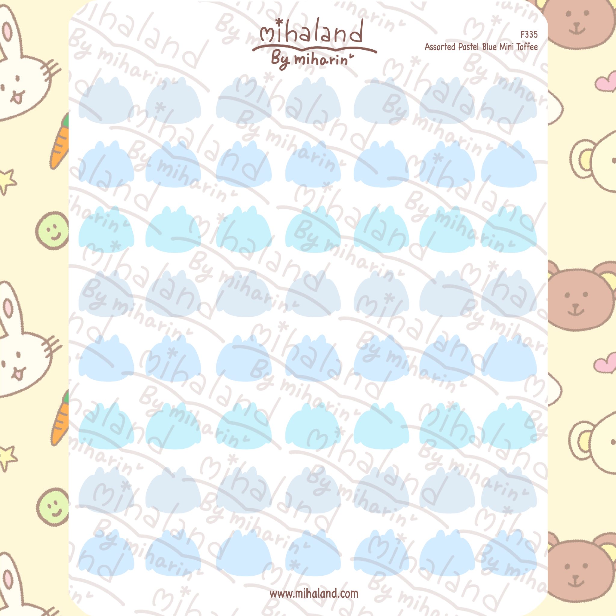 Assorted Pastel Blue Mini Toffee Planner Stickers (F335)