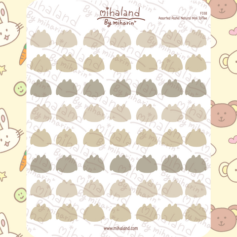 Assorted Pastel Natural Mini Toffee Planner Stickers (F338)