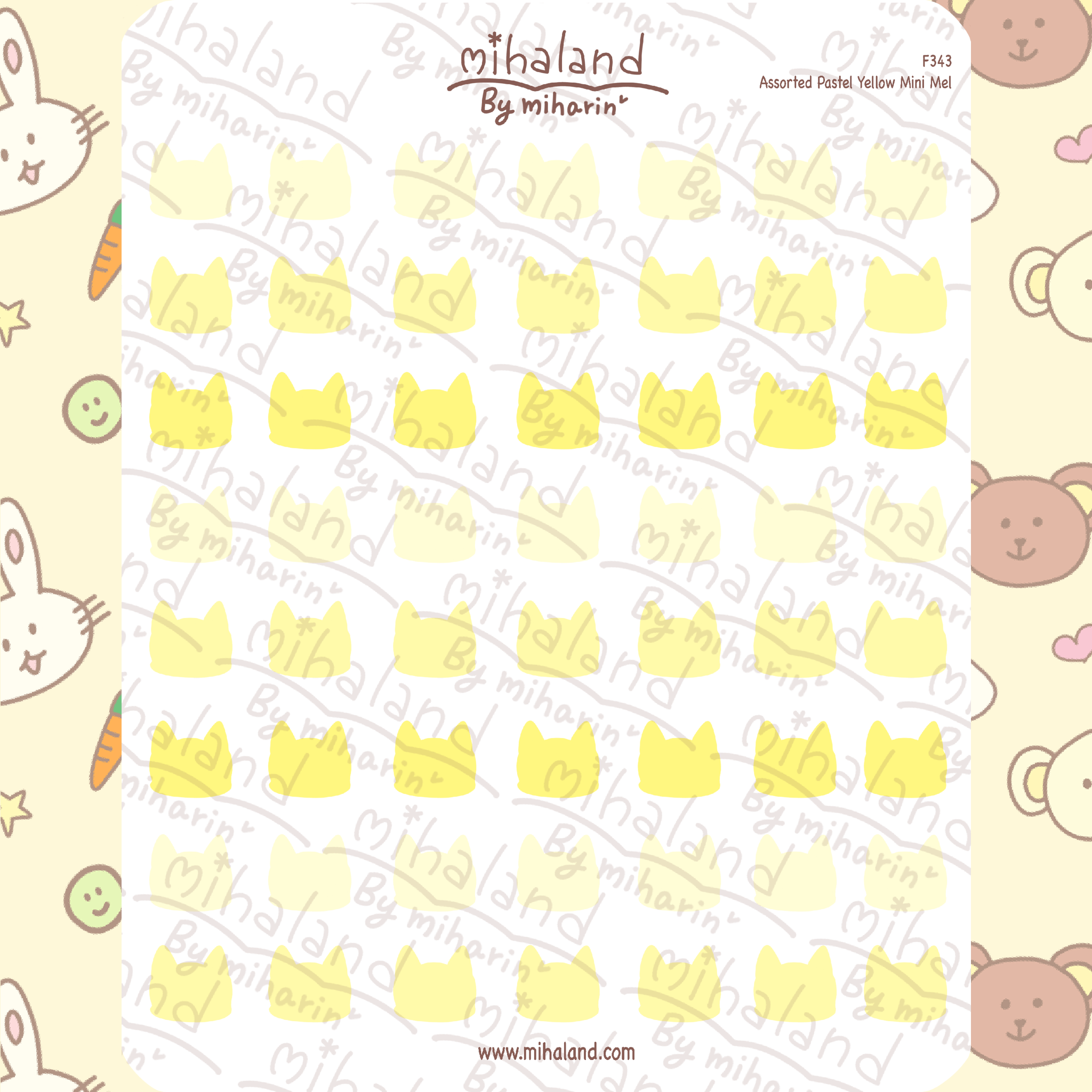 Assorted Pastel Yellow Mini Mel Planner Stickers (F343)