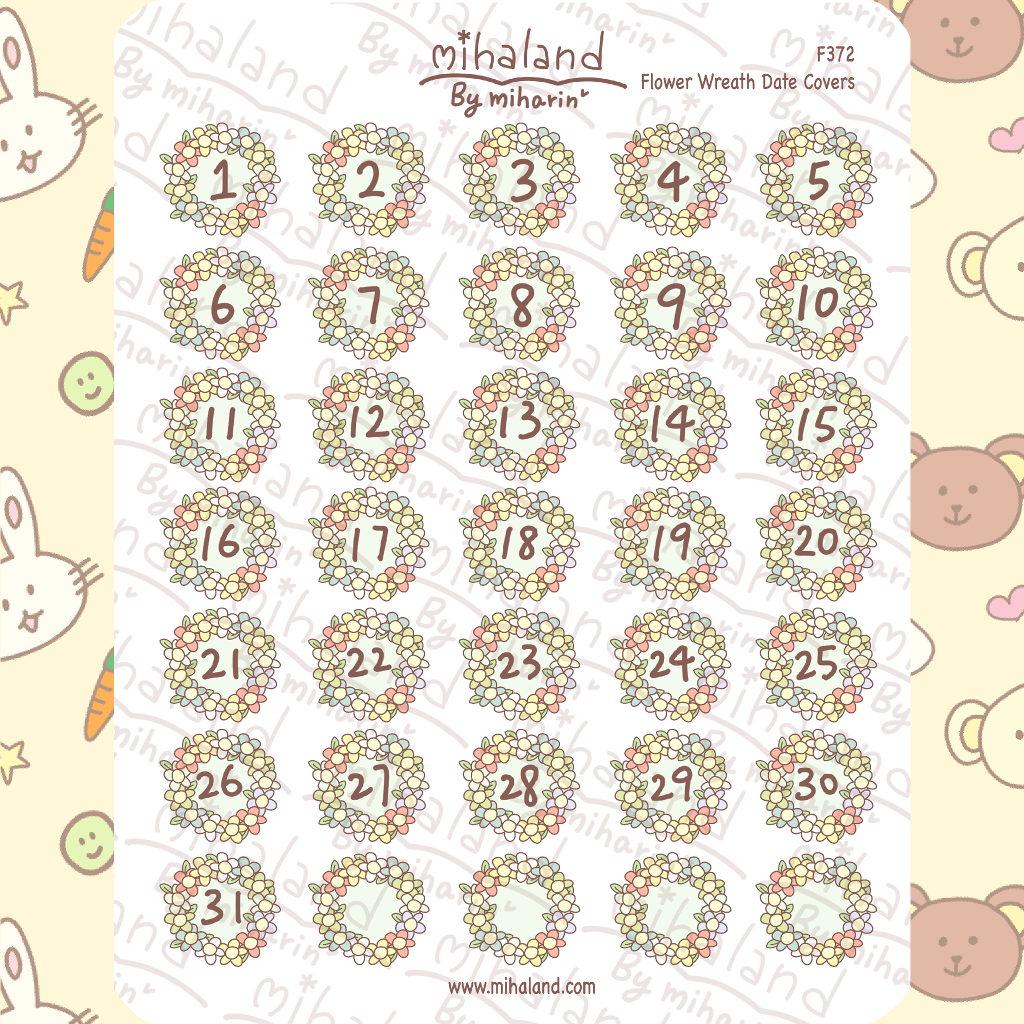 Flower Wreath Date Covers Planner Stickers (F372)