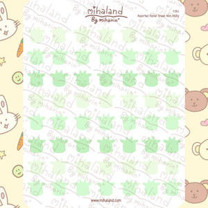 Assorted Pastel Green Mini Tori Planner Stickers (F391)