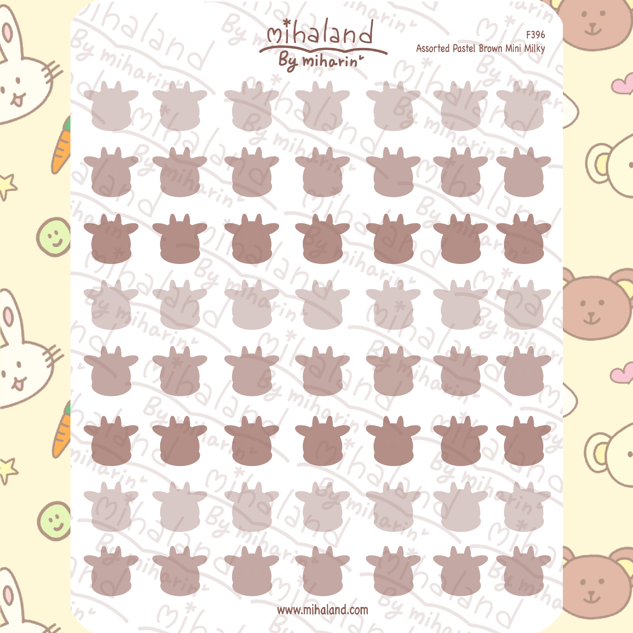 Assorted Pastel Brown Mini Tori Planner Stickers (F396)