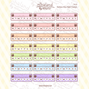 Rainbow Miyu Habit Trackers Planner Stickers (F415)