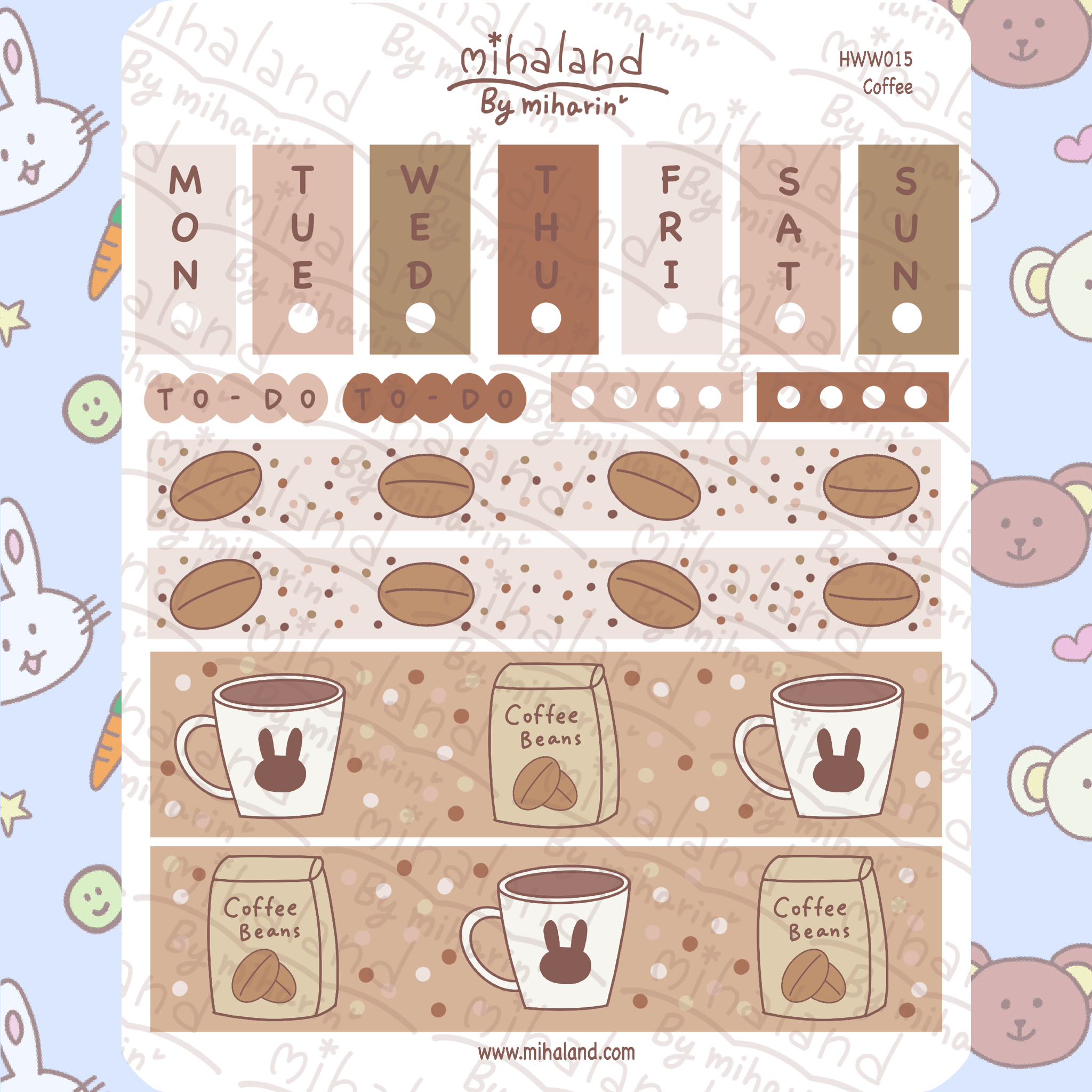 Coffee Hobonichi Weeks Mini Kit Planner Stickers (HWW015) - mihaland