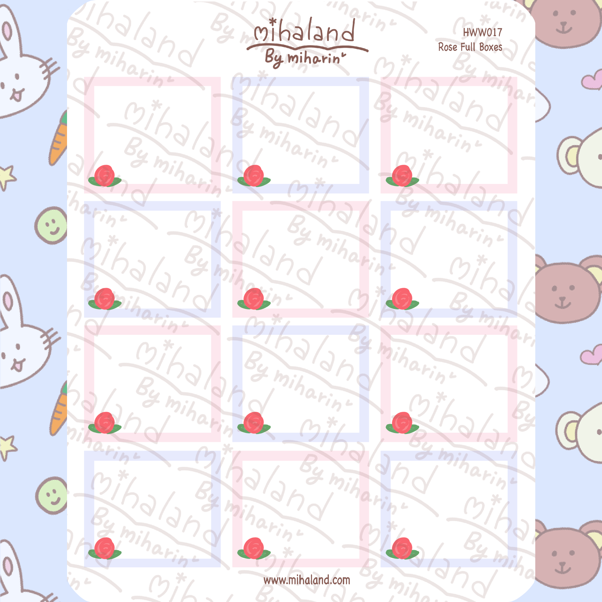 Rose Full Boxes Weeks Mini Kit Planner Stickers (HWW017) - mihaland
