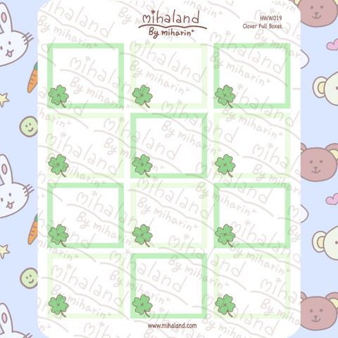 Clover Full Boxes for Hobonichi Weeks Planner Stickers (HWW019) - mihaland