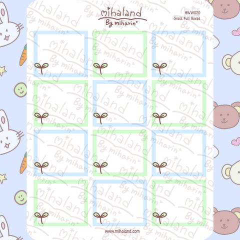 Grass Full Boxes for Hobonichi Weeks Planner Stickers (HWW020) - mihaland