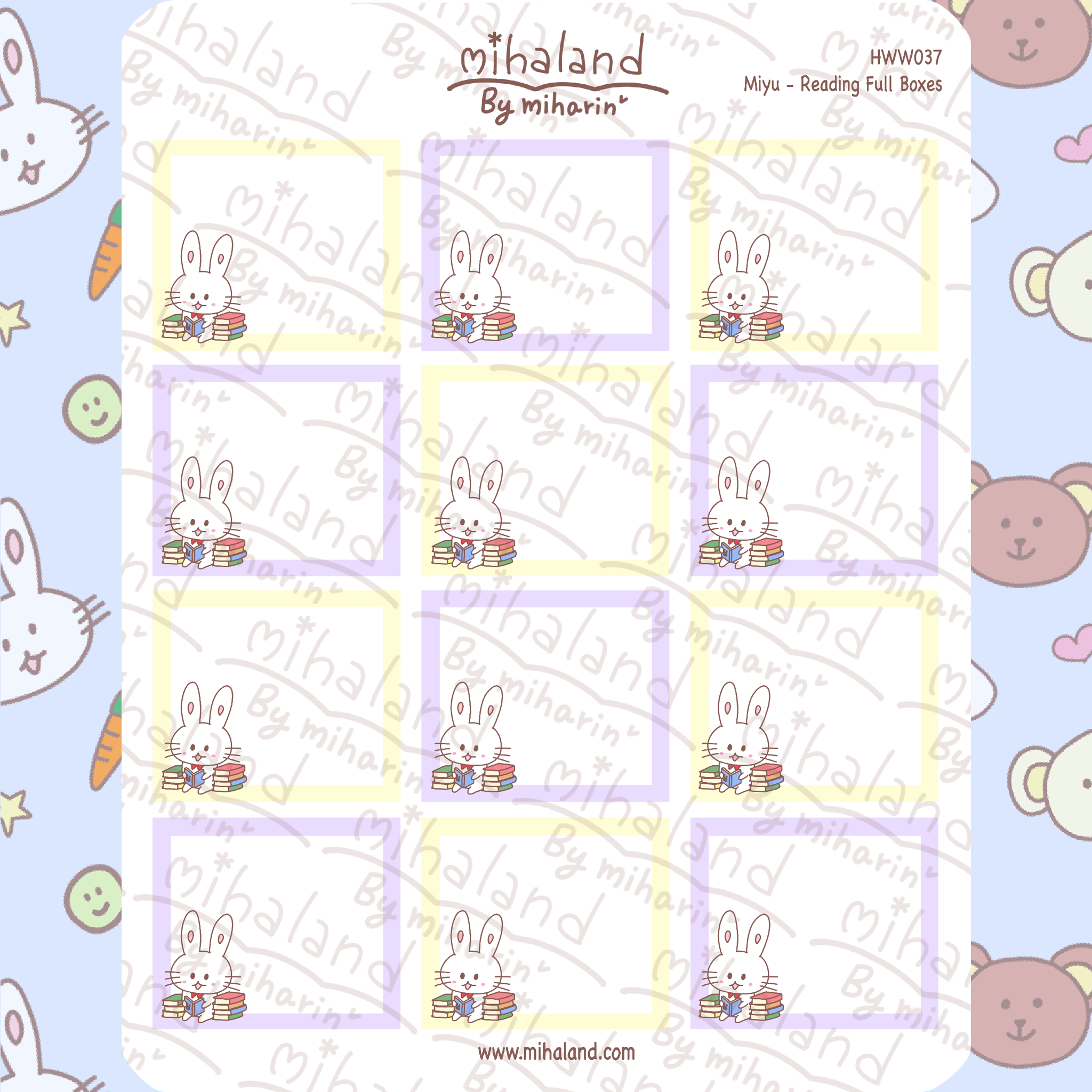 Miyu - Reading Full Boxes for Hobonichi Weeks Planner Stickers (HWW037)