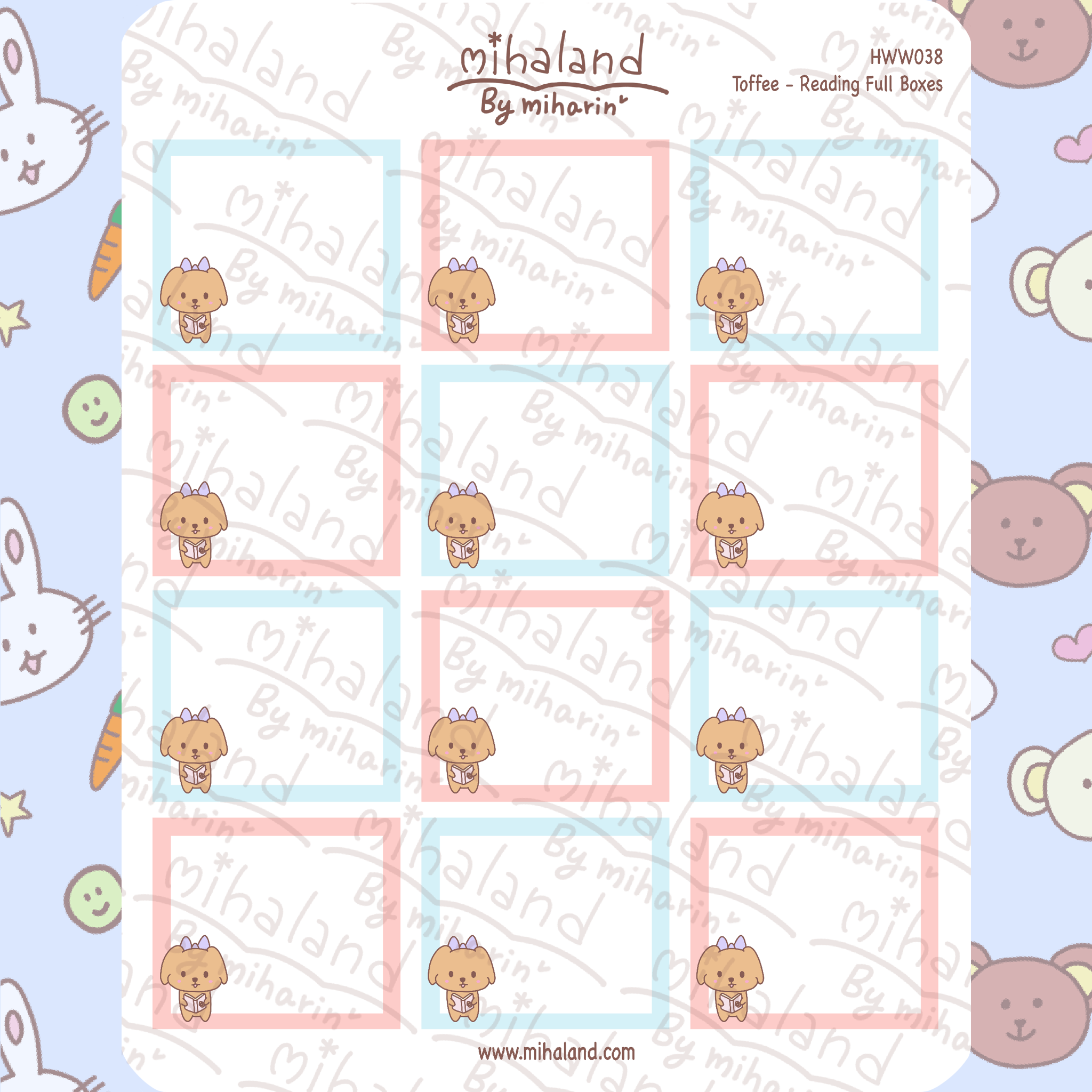 Toffee - Reading Full Boxes for Hobonichi Weeks Planner Stickers (HWW038)