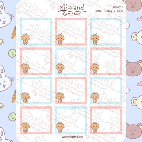 Toffee - Reading Full Boxes for Hobonichi Weeks Planner Stickers (HWW038)