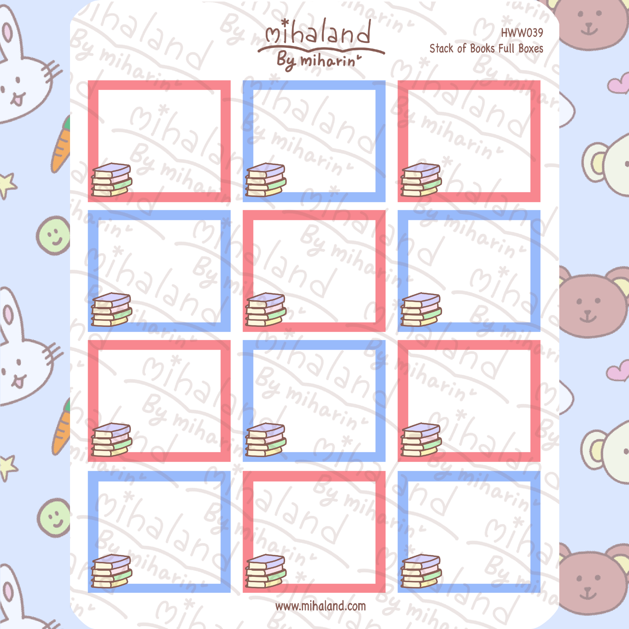 Stack of Books Full Boxes for Hobonichi Weeks Planner Stickers (HWW039)