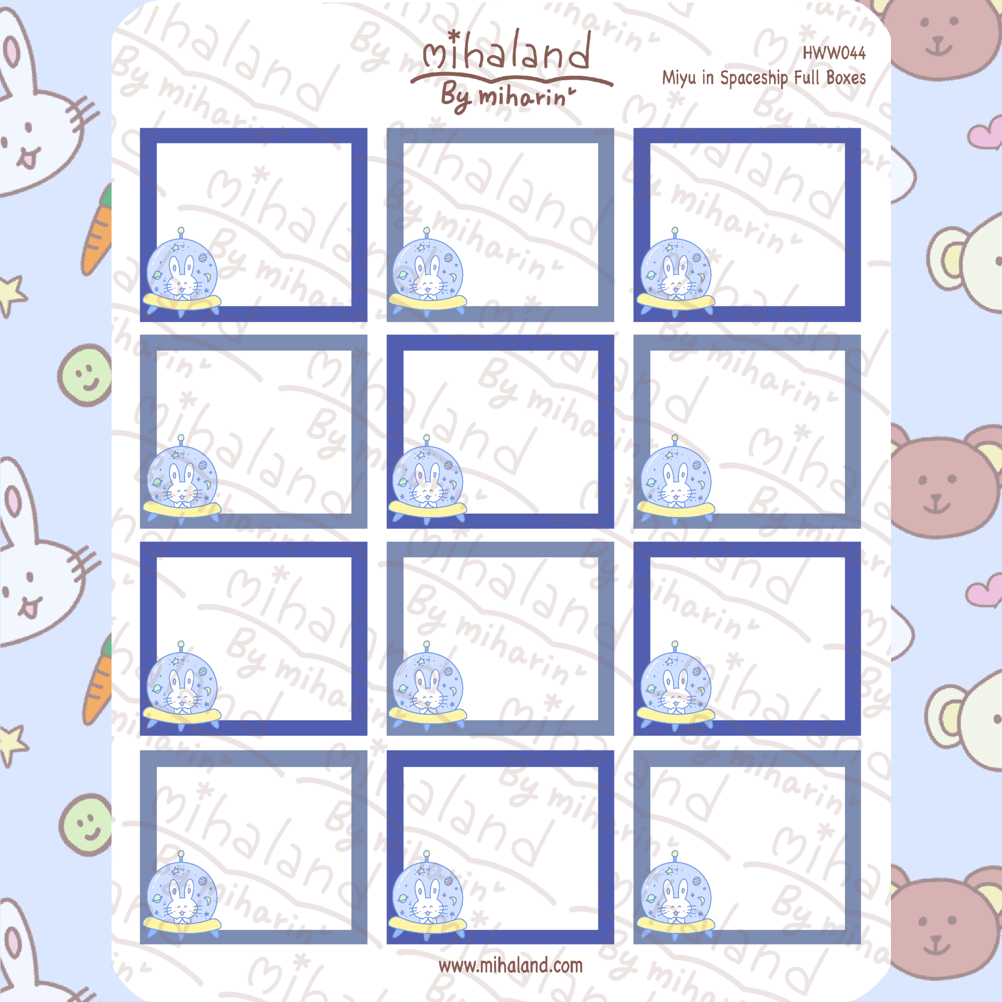 Miyu in Spaceship Full Boxes for Hobonichi Weeks Planner Stickers (HWW044)