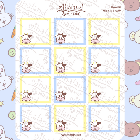 Milky Full Boxes for Hobonichi Weeks Planner Stickers (HWW047)