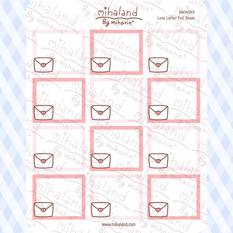 Love Letter Full Boxes for Hobonichi Weeks Planner Stickers (HWW049)