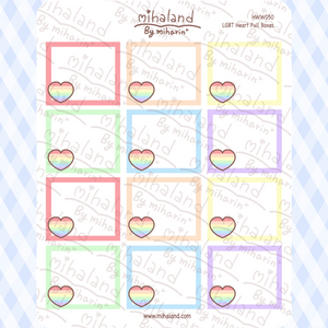 LGBT Heart Full Boxes for Hobonichi Weeks Planner Stickers (HWW050)
