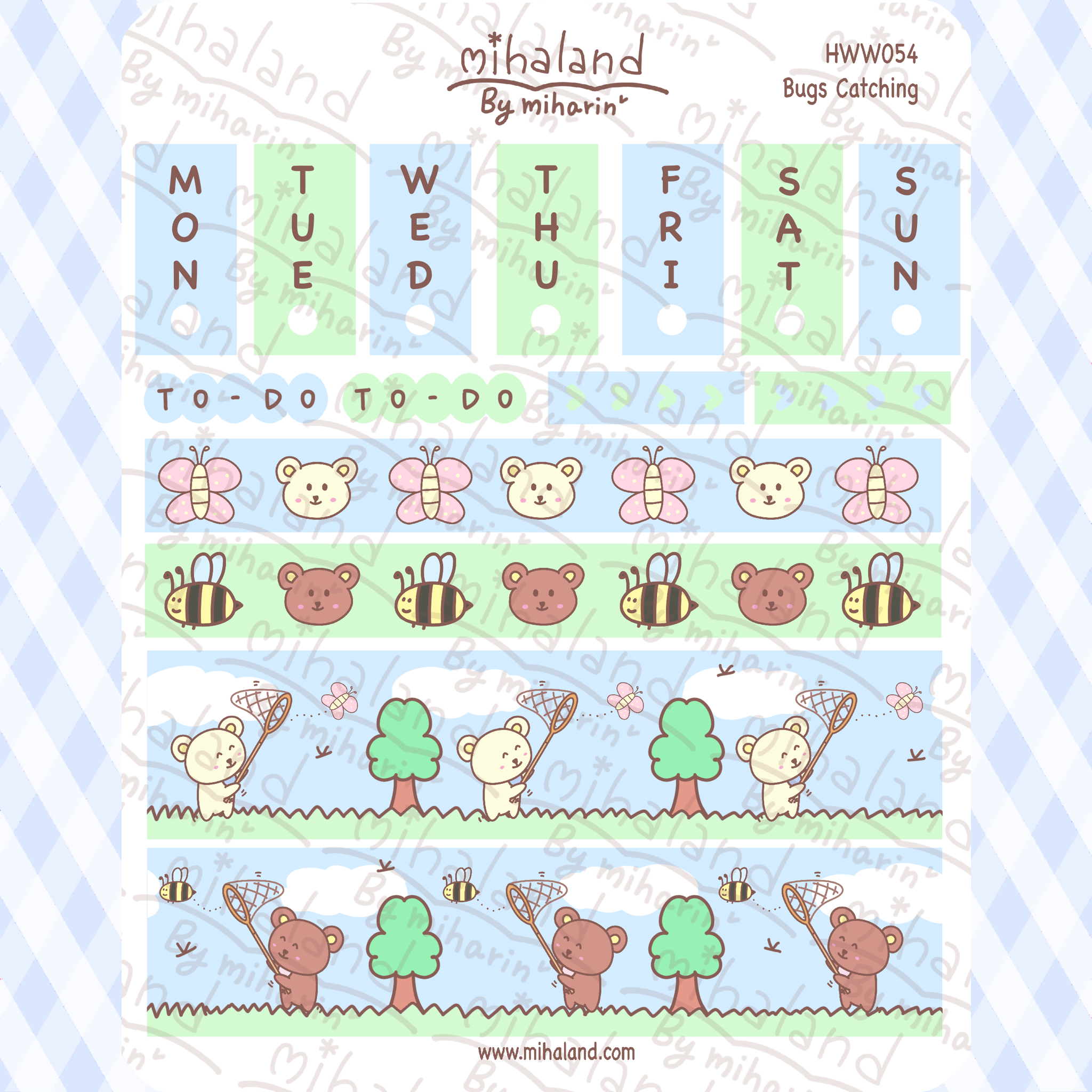 Bugs Catching Hobonichi Weeks Mini Kit Planner Stickers (HWW054)