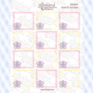 Butterfly Full Boxes for Hobonichi Weeks Planner Stickers (HWW057)