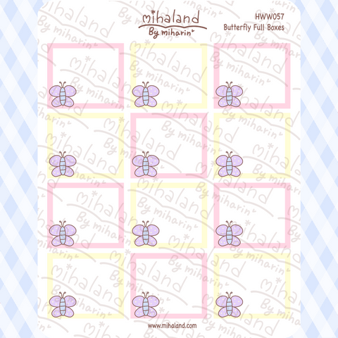 Butterfly Full Boxes for Hobonichi Weeks Planner Stickers (HWW057)