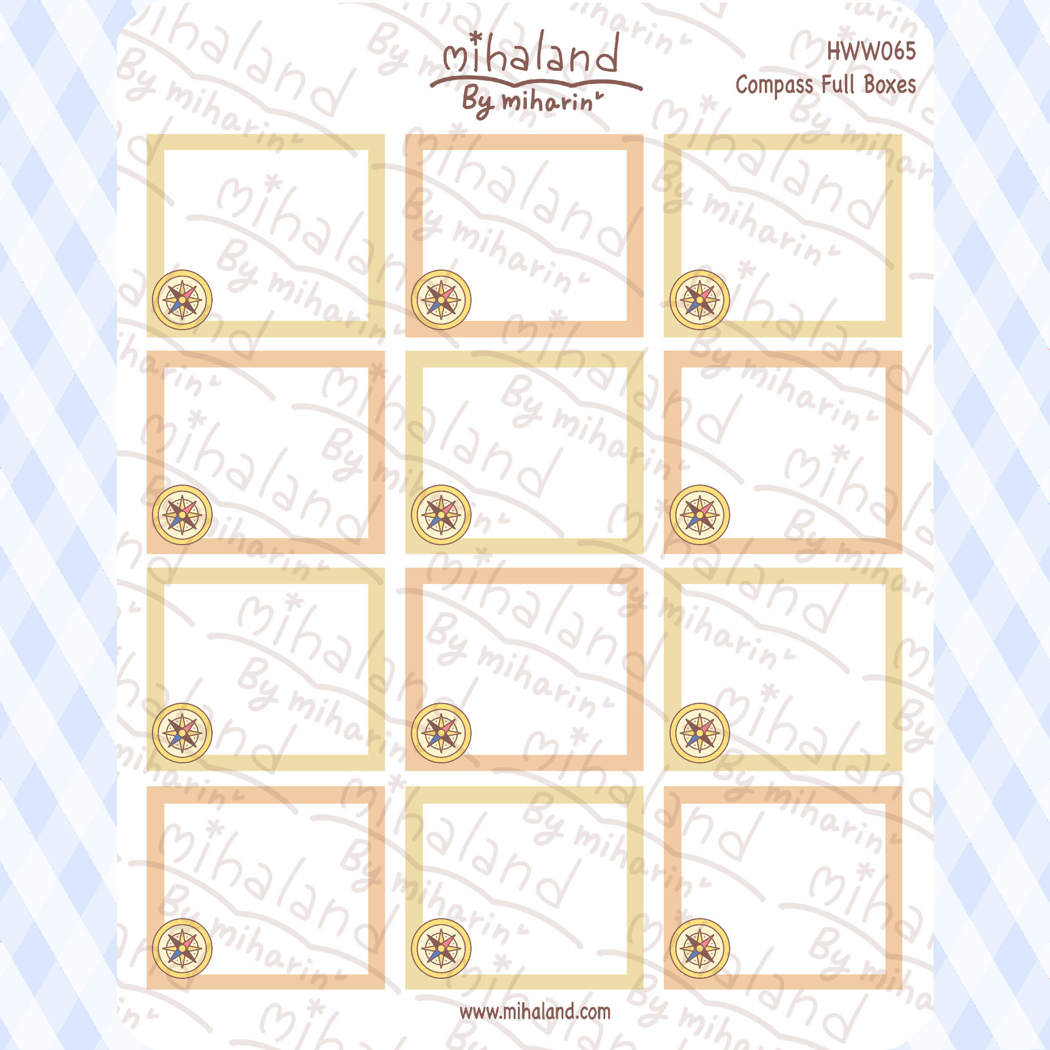 Compass Full Boxes for Hobonichi Weeks Planner Stickers (HWW065)