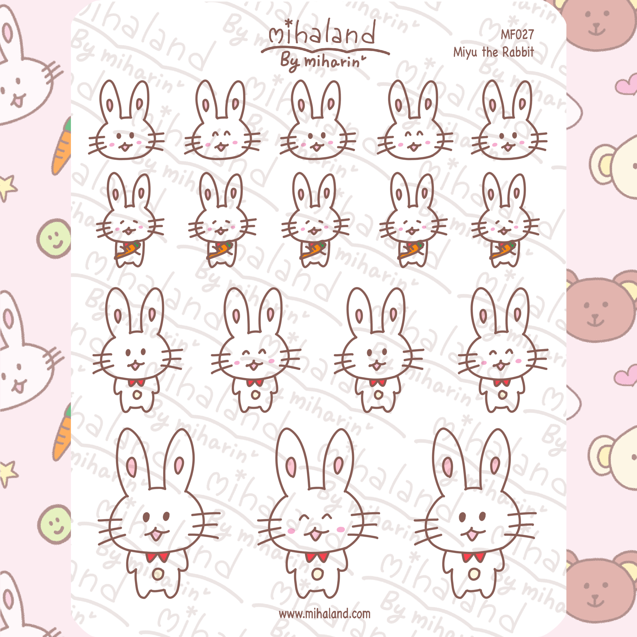 Miyu the Rabbit Planner Stickers (MF027) - mihaland