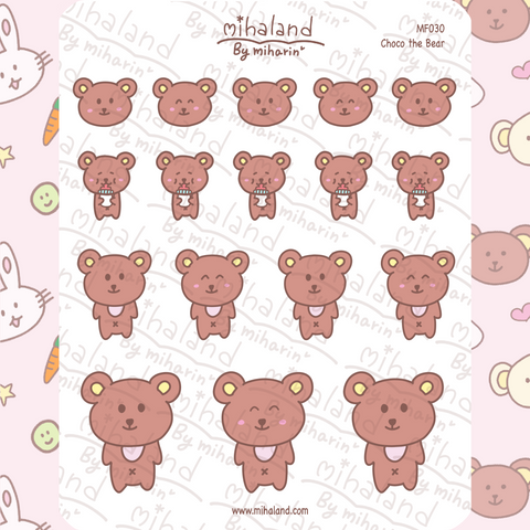 Choco the Bear Planner Stickers (MF030) - mihaland