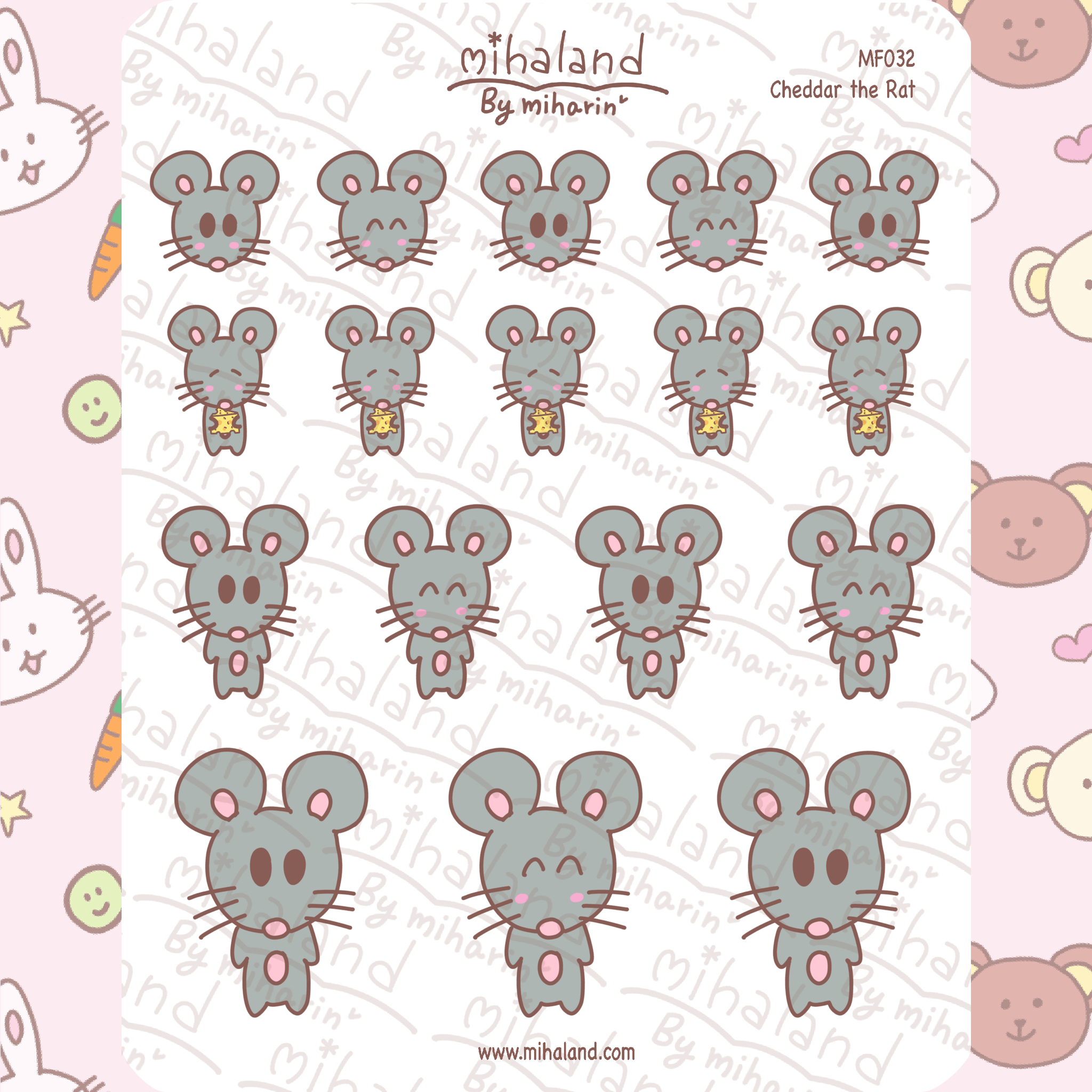 Cheddar the Rat Planner Stickers (MF032) - mihaland