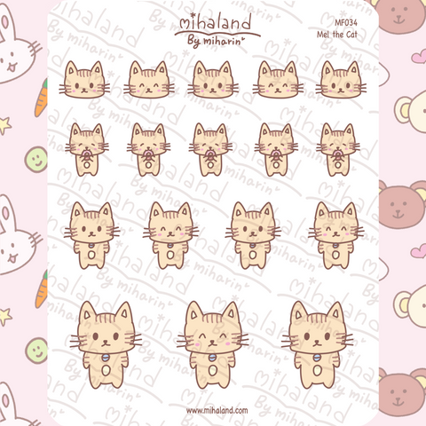 Mel the Cat Planner Stickers (MF034) - mihaland