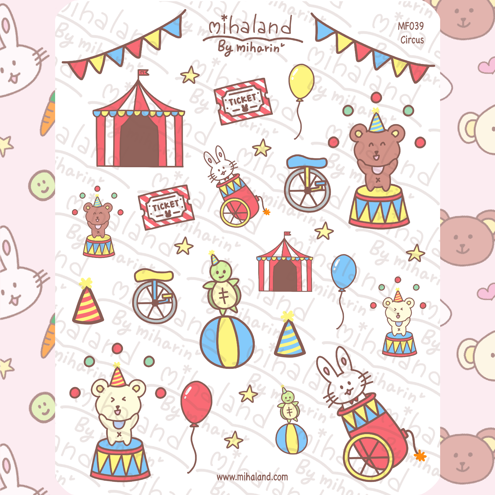 Circus Miyu & Friends Planner Stickers (MF039) - mihaland