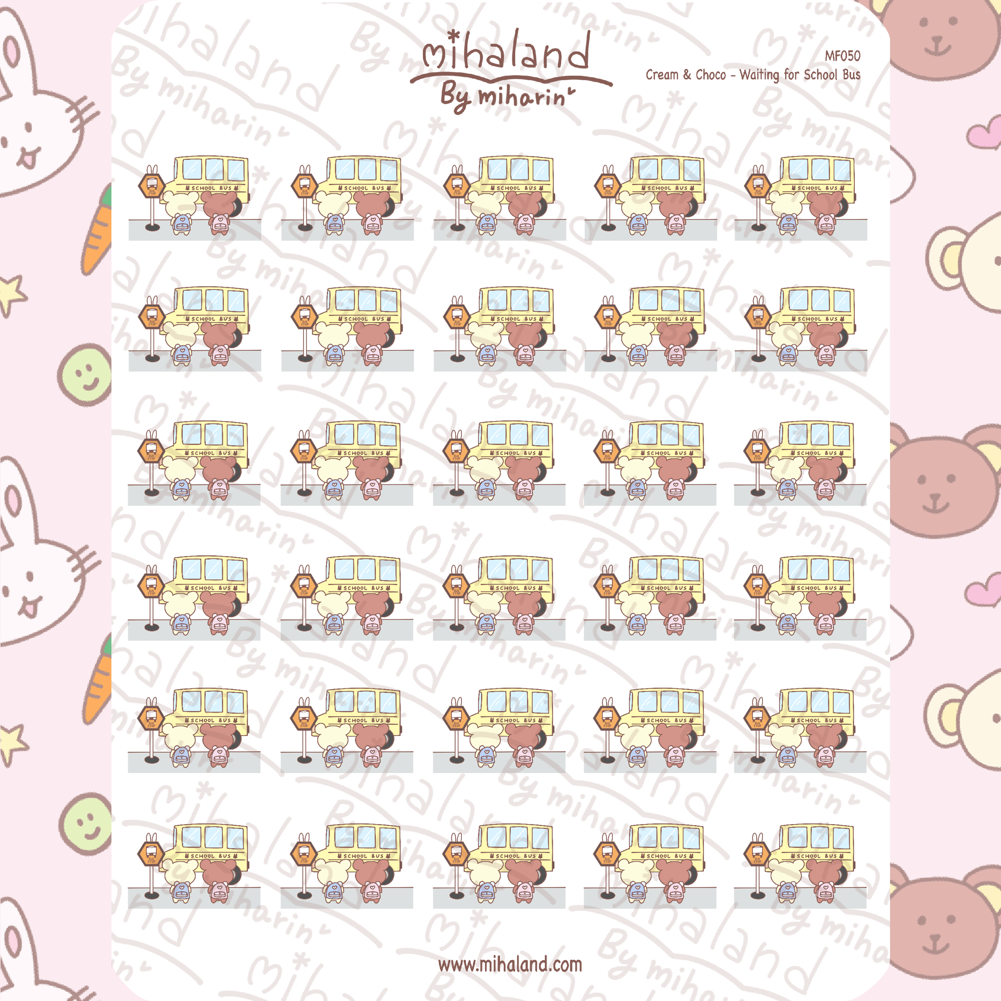 Cream & Choco - Waiting for School Bus Planner Stickers (MF050) - mihaland
