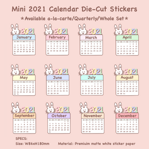 Mini 2021 Calendar Die-Cut Stickers (2021DCS)