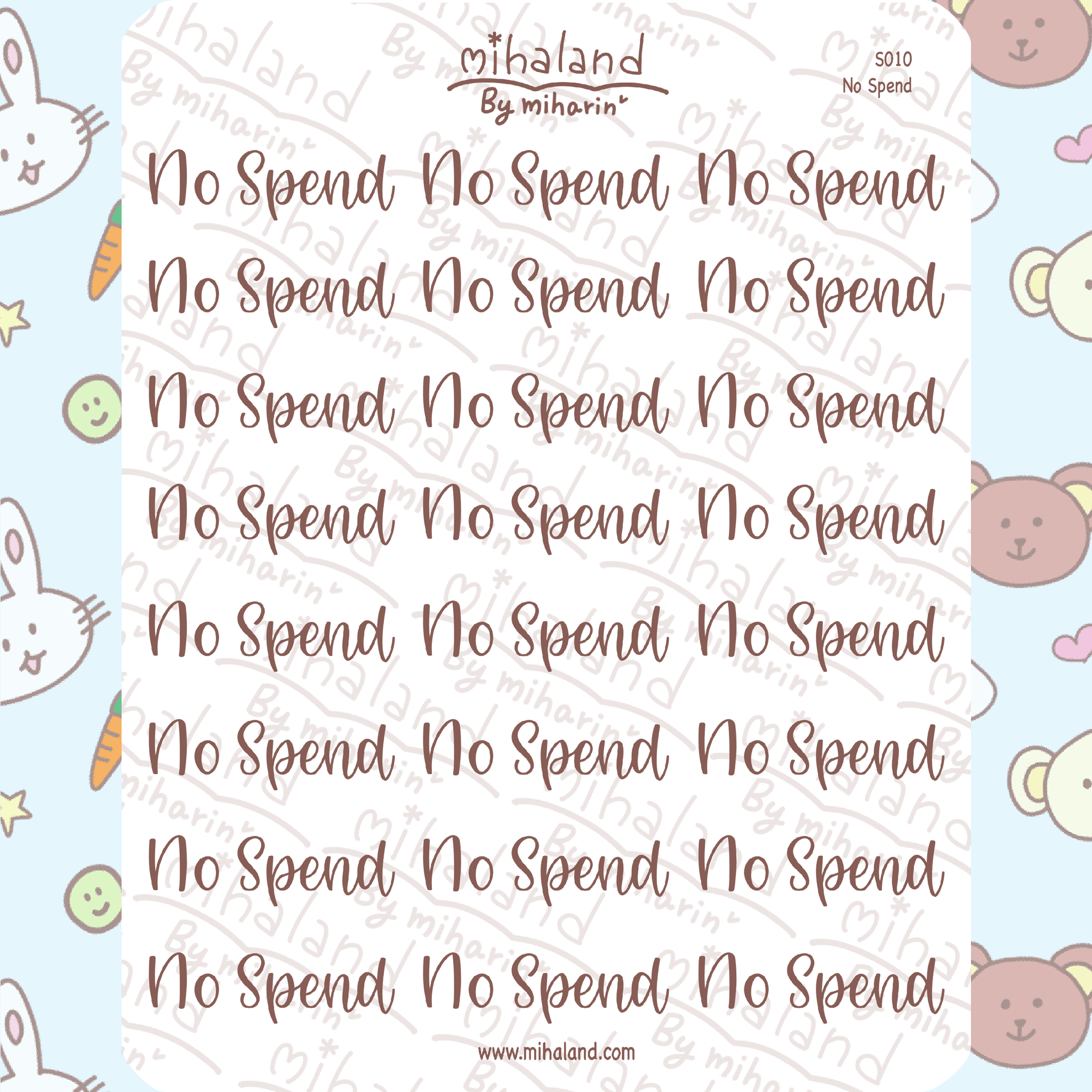 No Spend Script Planner Stickers (S010) - mihaland