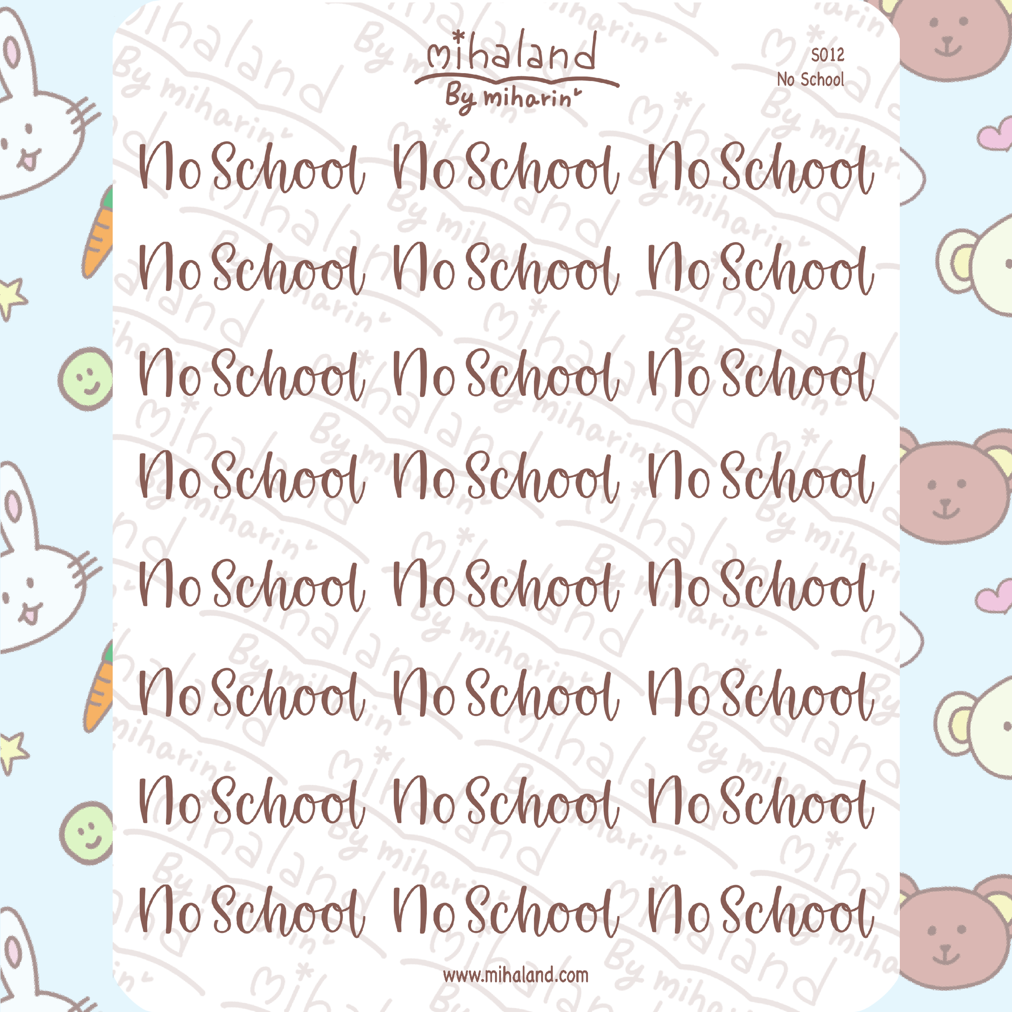 No School Script Planner Stickers (S012) - mihaland
