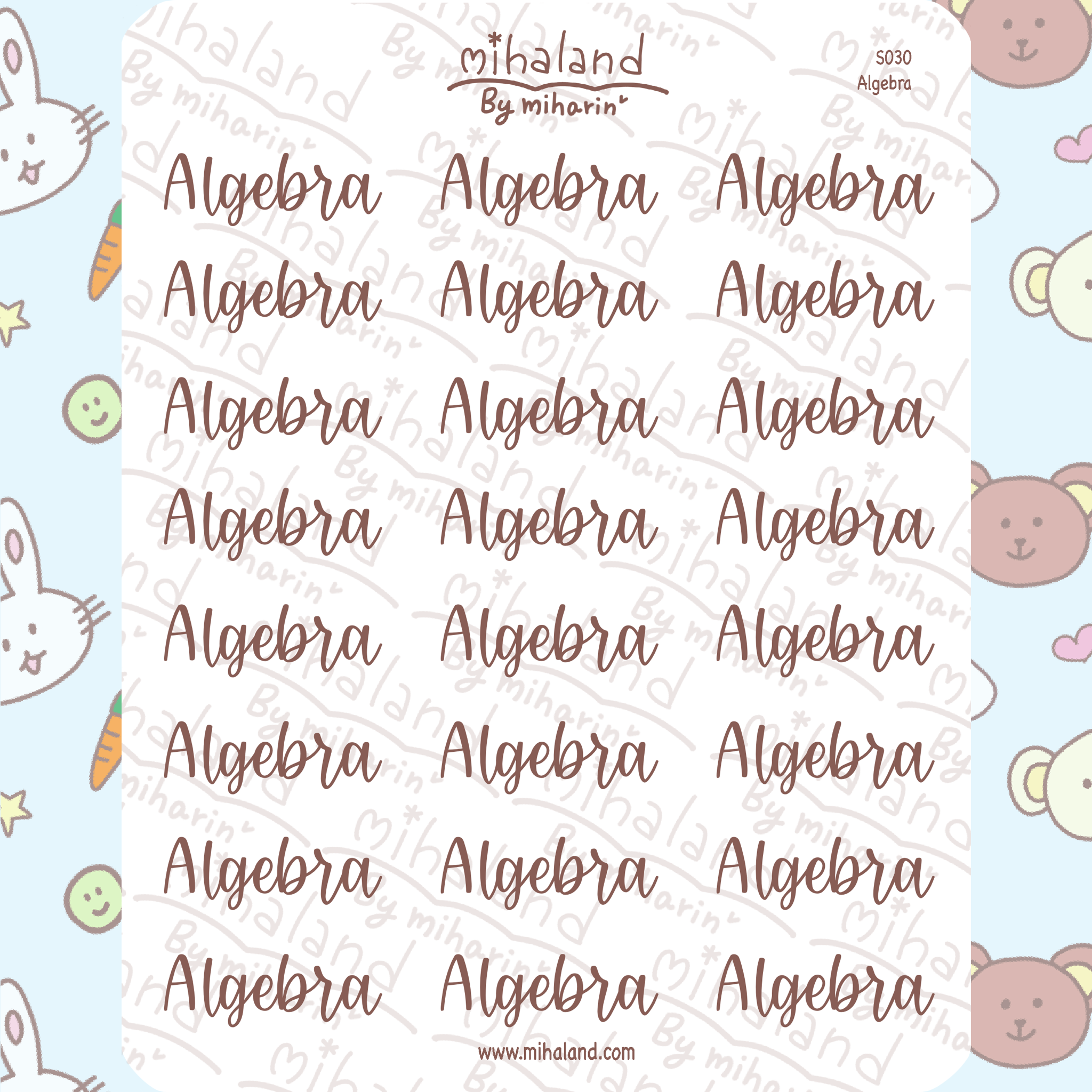 Algebra Script Planner Stickers (S030)