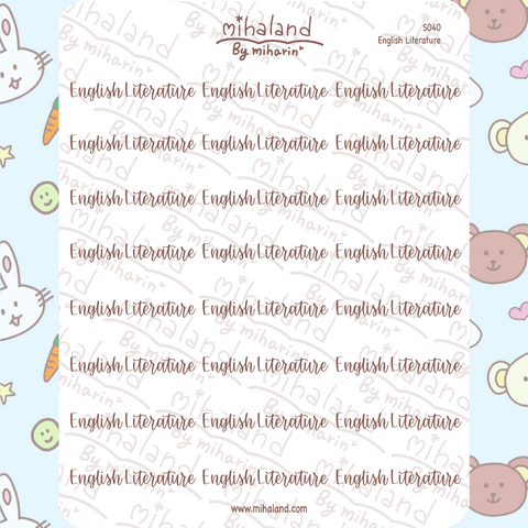 English Literature Script Planner Stickers (S040)