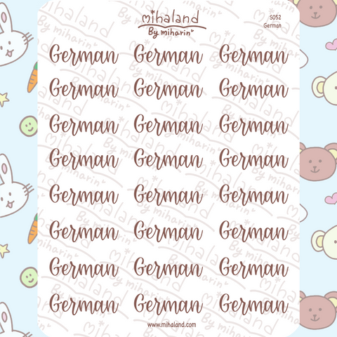 German Script Planner Stickers (S052)
