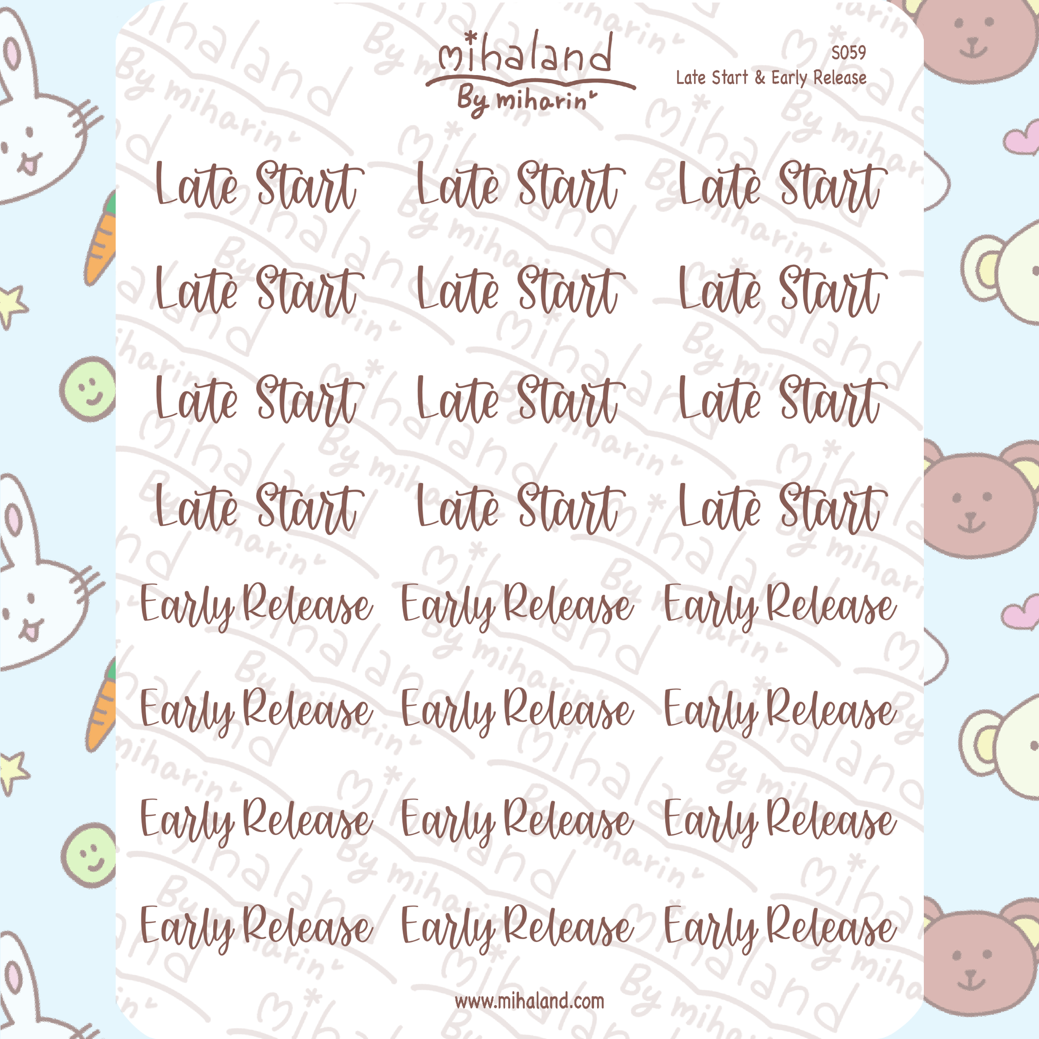 Late Start & Early Release Script Planner Stickers (S059)