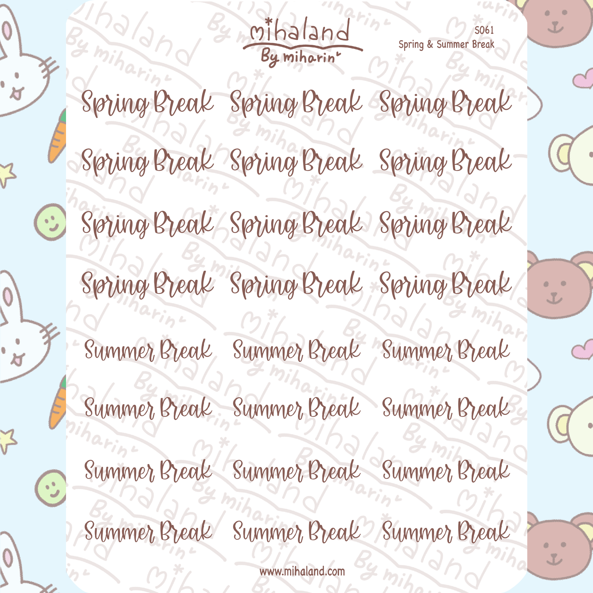 Spring & Summer Break Script Planner Stickers (S061)