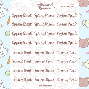 Spring & Summer Break Script Planner Stickers (S061)