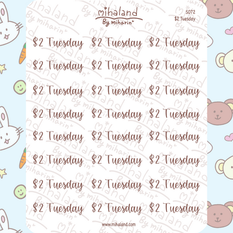 $2 Tuesday Script Planner Stickers (S072)