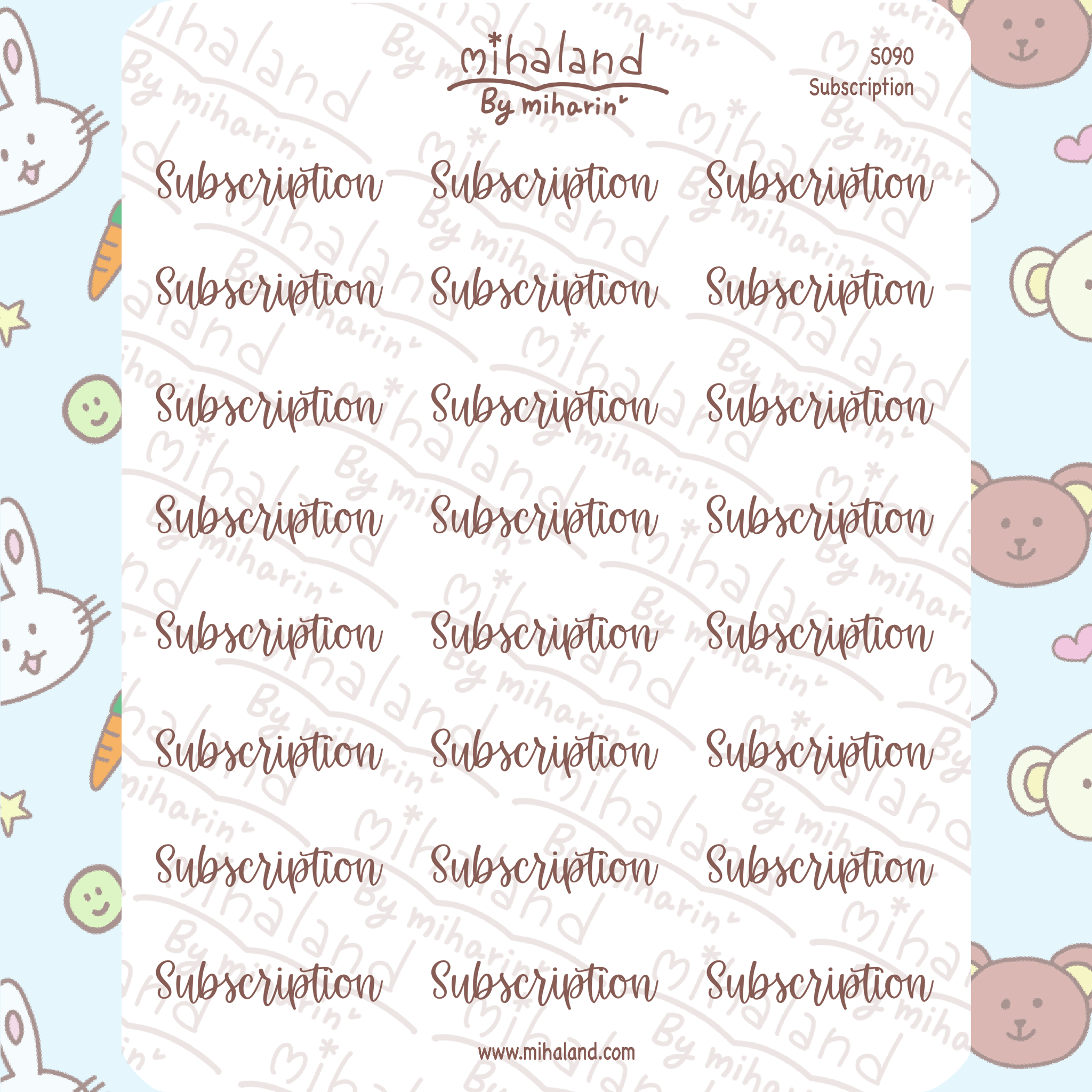 Subscription Script Planner Stickers (S090)