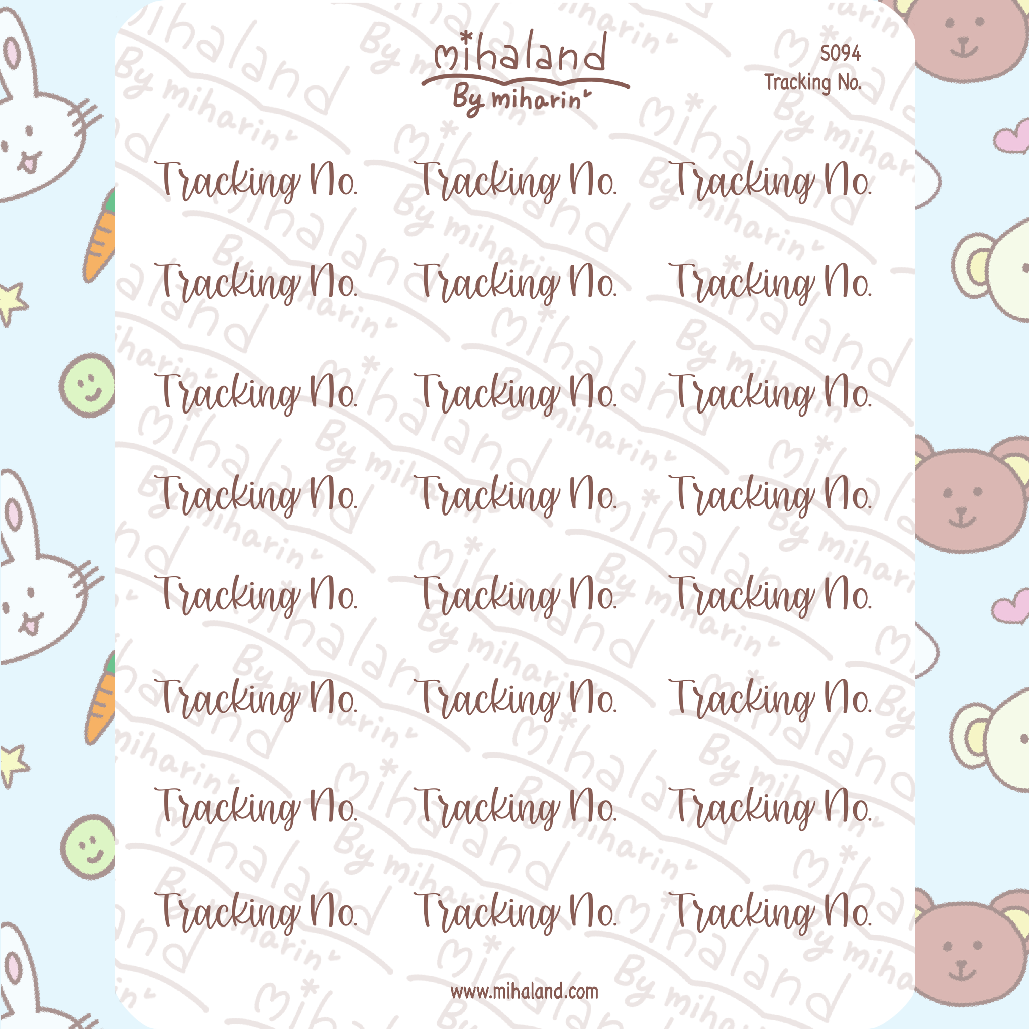 Tracking No. Script Planner Stickers (S094)
