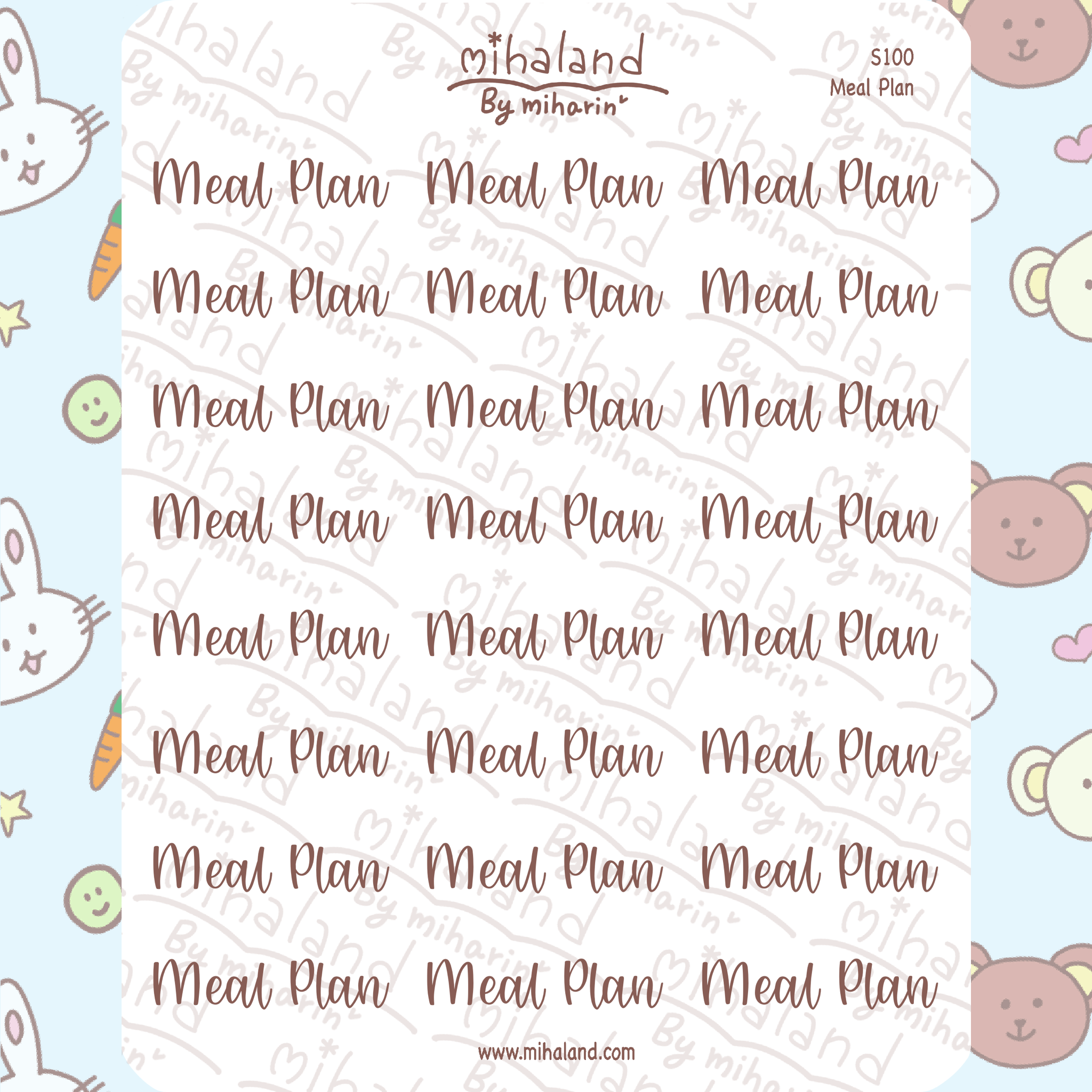 Meal Plan Script Planner Stickers (S100)
