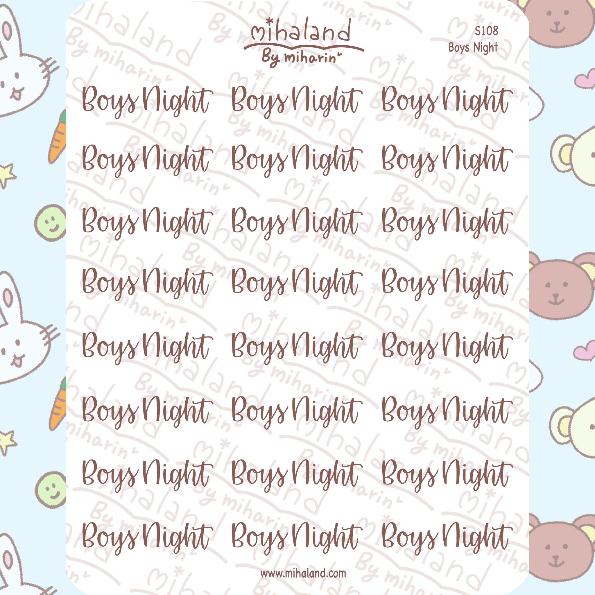Boys Night Script Planner Stickers (S108)