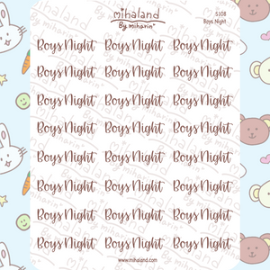 Boys Night Script Planner Stickers (S108)