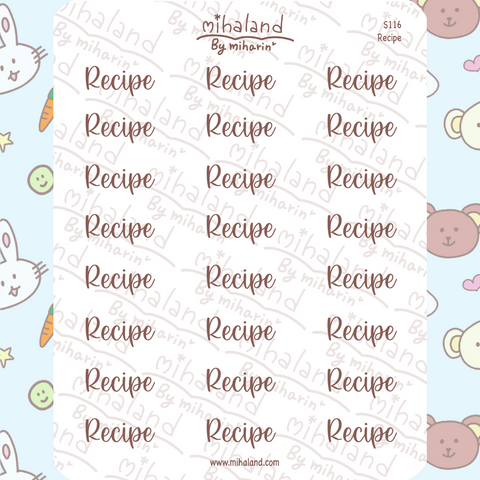 Recipe Script Planner Stickers (S116)