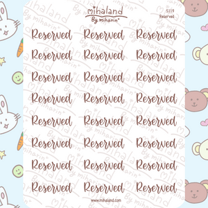 Reserved Script Planner Stickers (S119)
