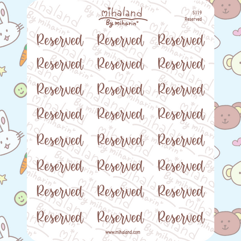 Reserved Script Planner Stickers (S119)